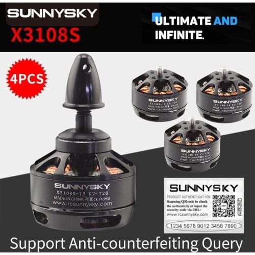 4pcs SunnySky X3108S KV720 KV900 20A/30S 1kg Brushless Motor Efficient Shaft Disk Motor for Multi-rotor copter