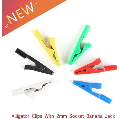 6 Pieces Crocodile Alligator Clips With 2mm Socket Banana Jack Test Clamp Wire Clip terminal