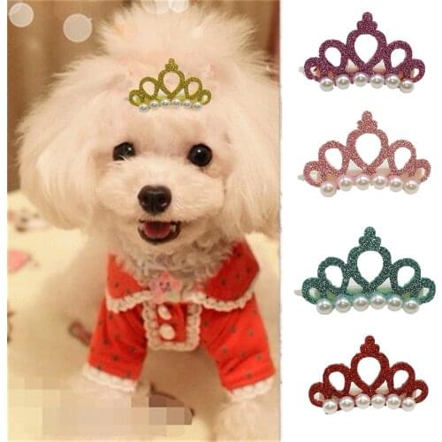 Hot Sale Dog Accessories Pet Grooming for Puppy Beautiful Dog Hair Clip Crown Bow Pet Hairpins Dog Multicolor Cat Headwear