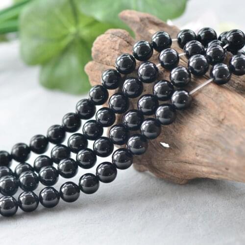 Joanlyn Grade A Natural Black Agate Beads 4mm-20mm Smooth Polished Round 15 Inch Strand AG04
