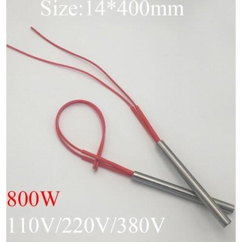 14x400 14*400mm 800W AC 110V 220V 380V Stainless Steel Cylinder Tube Mold Heating Element Single End Cartridge Heater