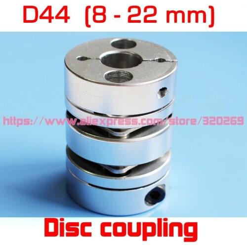 2pcs Motor Shaft Double Disk Coupling 8, 10, 12, 12.7, 14 15 17 19 20MM Aluminum Disc Coupler D44 L50