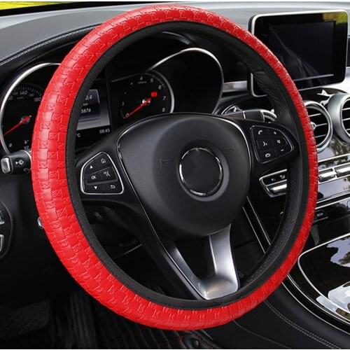 LEEPEE 6 Colors Elastic Auto Decoration Universal Interior Accessories Artificial Leather Knit Texture Car Steering Covers