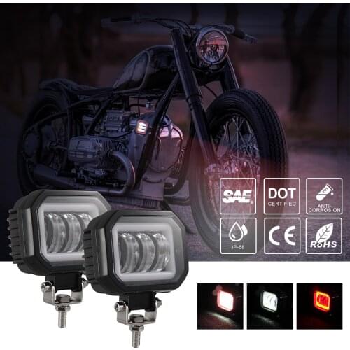 2pcs 6D Lens Offroad Led Work Light 30W Spotlight Driving Work Light Bar for Truck SUV ATV 12V 24V Red Angel Eyes Work Lamp