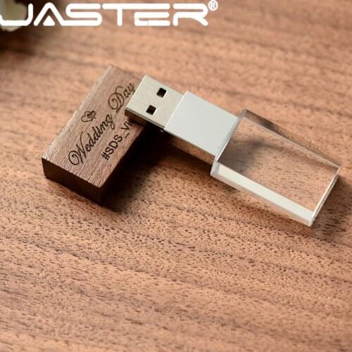 JASTER 1 PCS FREE LOGO Stylish wooden crystal creative USB flash drive 4GB 8GB 16GB 32GB 64GB Photography Memory storage U disk