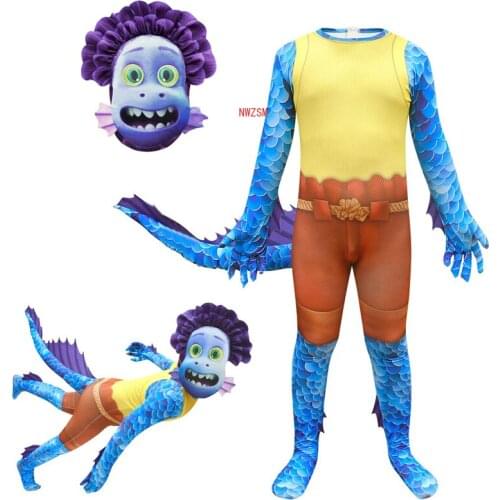 Alberto Sea Monster cosplay budy suit Childrens fancy Halloween Boys and girls Luca jumpsuit costume childrens Christmas gifts