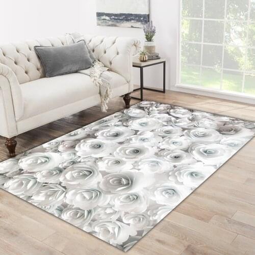 White color flower plant rose white patterned carpet modern carpet rug free shipping soft textured carpet