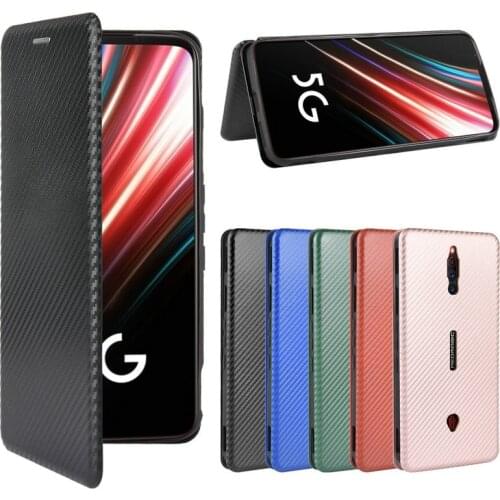 Flip Leather Case Nubia Red Magic 5S Synthetic Carbon Fiber Bumper for Nubia Red Magic 5G Card Holder Wallet For ZTE Axon 20 11