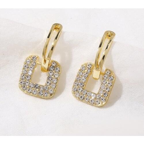 Sweet Girl Earrings 2020 Korean Fashion New Earrings Personality Temperament Versatile Square Crystal Earrings Accesorios Mujer