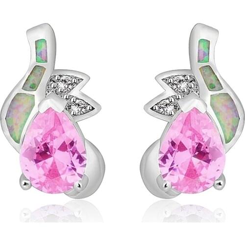 Fashion Women Earrings 2020 Exquisite Water Drop Zircon Rhinestones Stud Earrings Imitation Opal Earrings Jewelry Wedding Gift