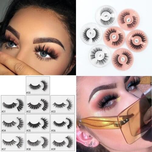 False eyelashes 3D imitation mink natural round cardboard double fake lashes eye lash eyelash extension beauty individual makeup