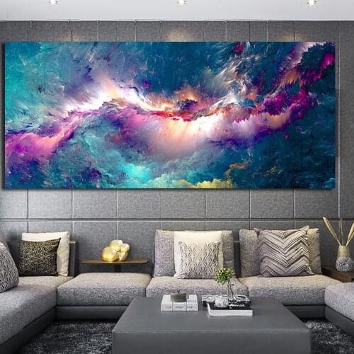 Purple White Light Cloud Abstract Wall Picture Oil Painting for Living Room Canvas Modern Art Poster And Print