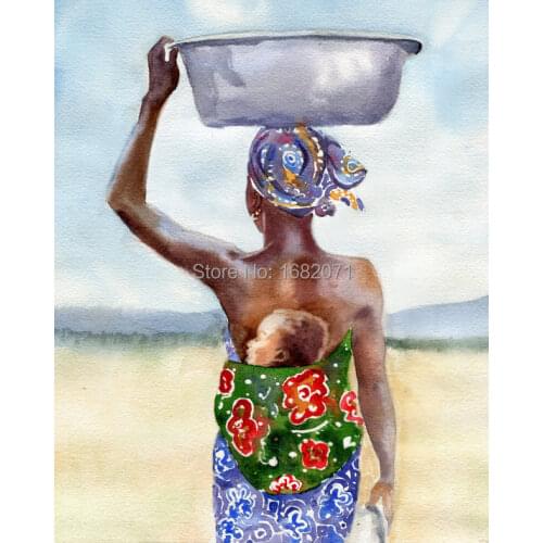 Skills Artist Pure Hand-painted High Quality African Decorative Painting Mother and Kid Oil Painting For Wall Decoration