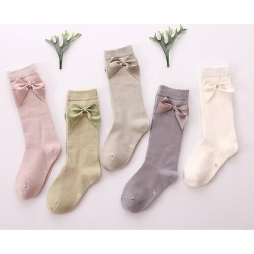 Newborn baby girls socks New Kids Socks Toddlers Girls Big Bow Knee High Long Soft Cotton Lace baby Socks Children Socks