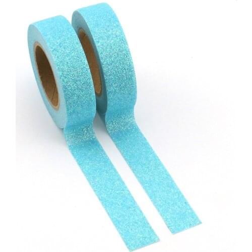 New Glitter Washi Tape Japanese Stationery 1.5*5meter Kawaii Scrapbooking Tools Masking Tape Adhesiva Decorativa Blue 1pcs