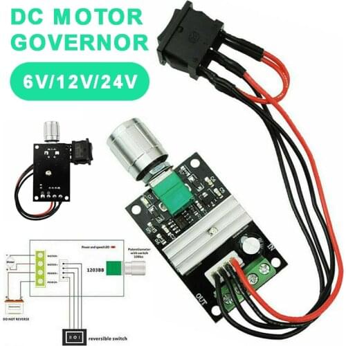 Newest 3A 6V/12V/24V PWM DC Motor Reversible Variable Switch Speed Controller Driver Replacement Motor Accessories