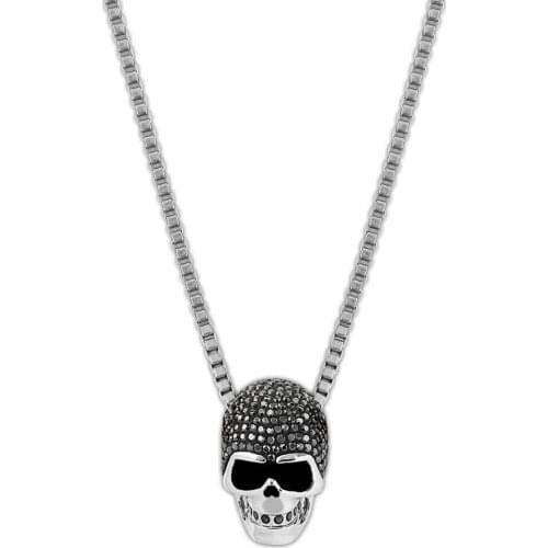 MANDY 2019 Mulier New High Quality European And American Trends Turn Male Metal Skull Horn Crystal Necklace 1180839