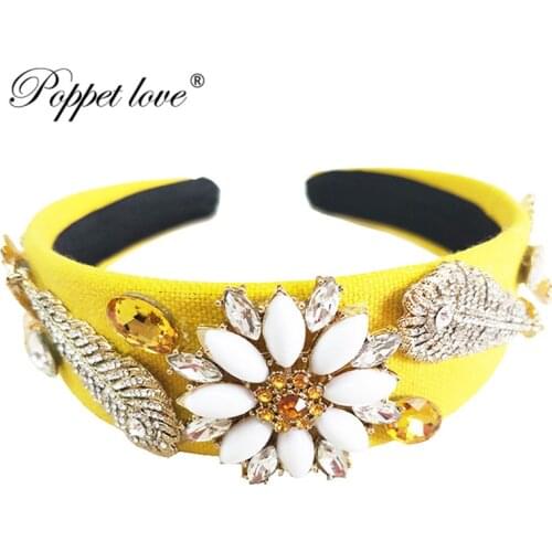 New Colorful Rhinestone Flower bow-knot Hair Hoop Headband Hairband for Women Girls Bezel Hair Band Hair Accessories