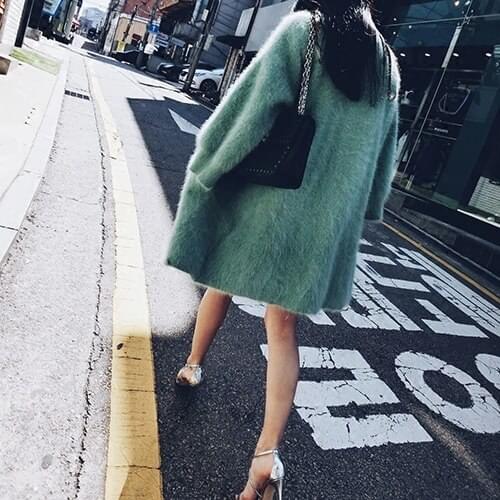 New women winter Plush mink cashmere sweater cardigan coat outwear wool thick soft fluffy cardigan free shipping S1913