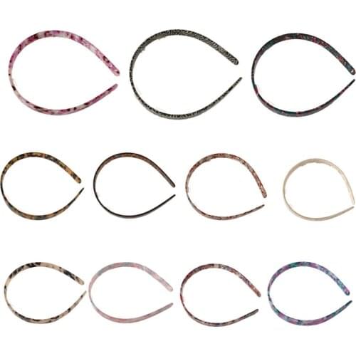 Women Cellulose Acetate Skinny Headband with Non-Slip Teeth Leopard Tortoise Shell Hair Hoop Simple Flexible Bandana