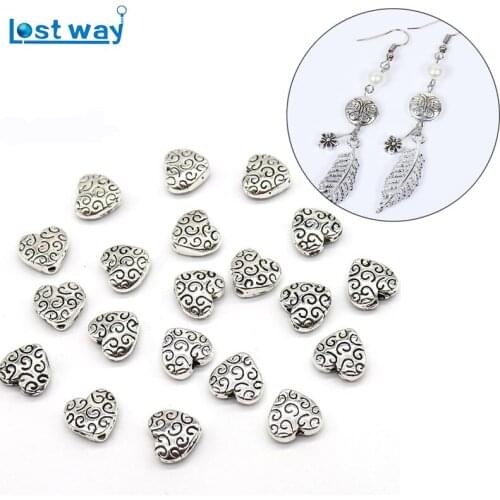 Wholesale Price 20pcs/lot Zinc Alloy Heart beads Metal Mixed Size Spacer Beads charm For DIY Jewelry finding