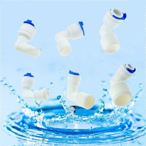 RO Water Elbow Quick Coupling Fitting 1/4" 3/8" OD Hose 1/4" 3/8" 1/2" BSP Male Reverse Osmosis System Plastic Pipe Connector
