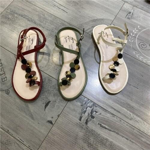 Bohemian Glitter clip toe gladiator sandals women slippers summer flat beach shoes woman bling buckle strap sandalias femme 2021