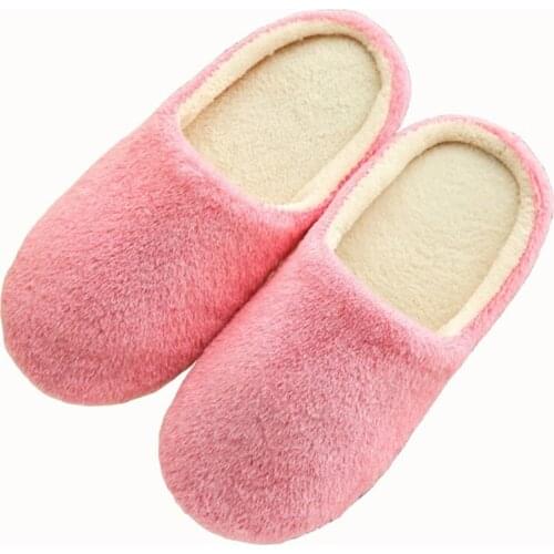 Winter Room Slippers Men Solid Plush Warm Home Shoes Women Indoor Slippers Soft Cotton Slides Slip-On Comfortable Flip Flop