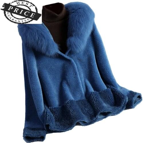 Fur Coat Real Female Winter Natural Fox Fur Hooded Jacket Women Clothes 2021 Korean Short Sheep Shearing Wool Tops LW2232
