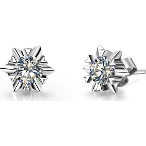 Solid Platinum PT950 Earrings Stud 0.5CT/piece Snow Flower Fine Diamond Earrings Stud for Women D Color VVS1 Brilliant Forever