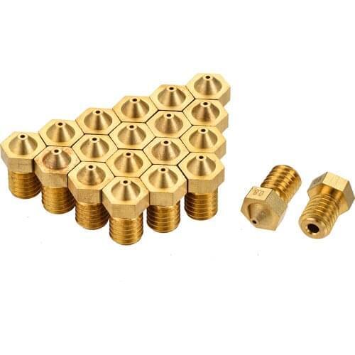 Uxcell 0.8mm 3D Printer Nozzle, 20pcs M6 Thread for V5 V6 1.75mm Extruder Print, Brass