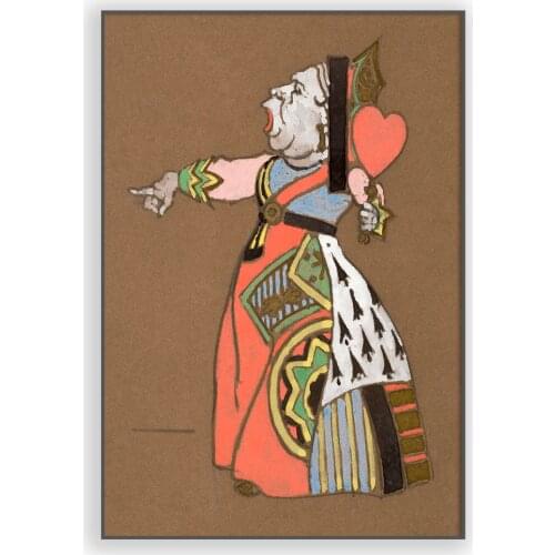 Vintage Poster Printed Queen of Hearts (1915) Costume Design for Alice in Wonderland Art Picture Living Room Wall Painting Decor