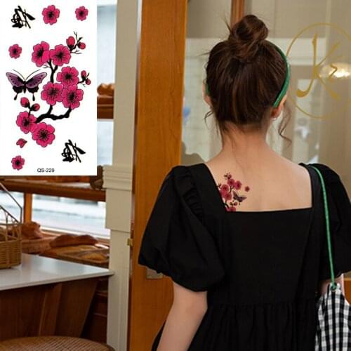 Waterproof Temporary Tattoo Stickers Peach Blossom fake Tatto Geometric animal Flash Tatoo Hand Back Foot for Girl Women Men