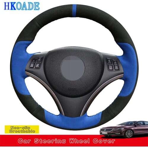 DIY Hand-stitched Black Suede Leather Car Steering Wheel Cover For BMW M Sport 3 Series E91 320i 325i 330i 335i M3 E90 E92 E93