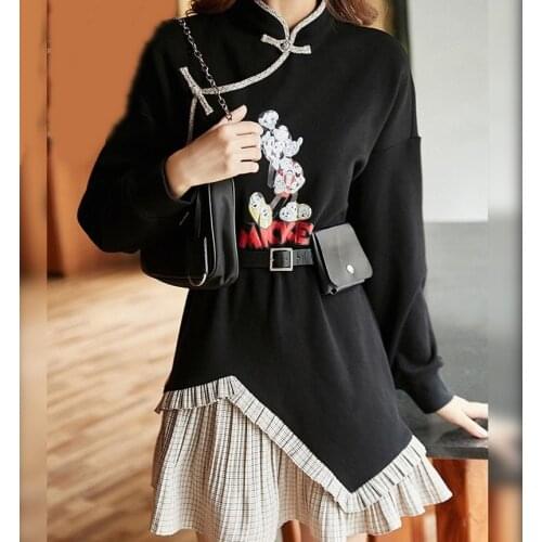 Women Retro Chinese Style Qipao Loose Casual Hanfu Long Sleeve Stand Collar Improved Cheongsam Buckle Party Dress Women 12085