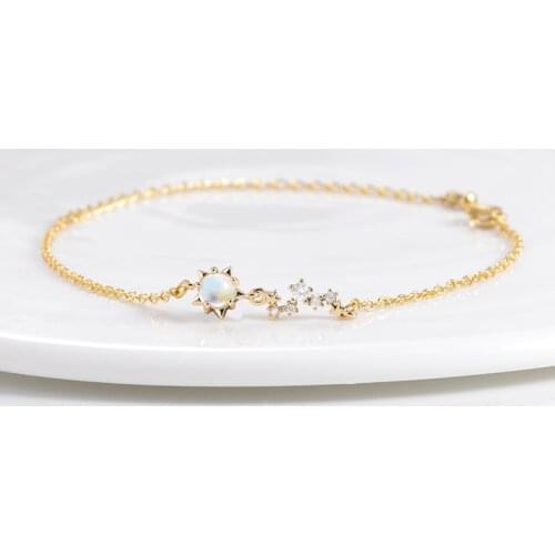 Ins Wind Lady Zircon Crystal Stars Beads Bracelets For Women Elegant Stainless Steel Chain Charm Bracelet Birthday Party Gift