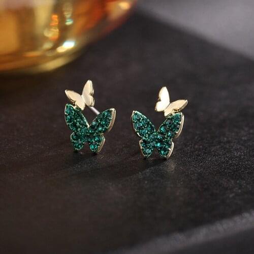 2021 Luxury Earrings Butterfly Female Colorful CZ Stud Ear Fashion Summer Temperamen Jewelry Womens Accessories