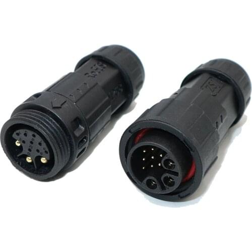 10pcs/lot IP68 screw-locked M19 waterproof cable connector solder-type plug connector 3 + 9 pin 3 core current 9 core signal