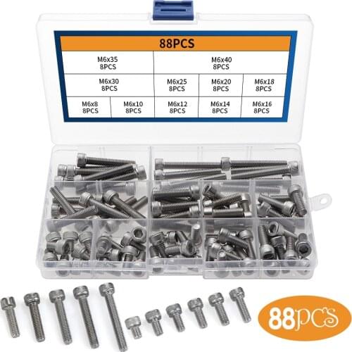 120/88/51pcs M5 M6 M8 Screws Bolts Hex Socket Screws Round Cap Head Screw Bolts Assortment Kit 304 Stainless Steel Nuts Sets