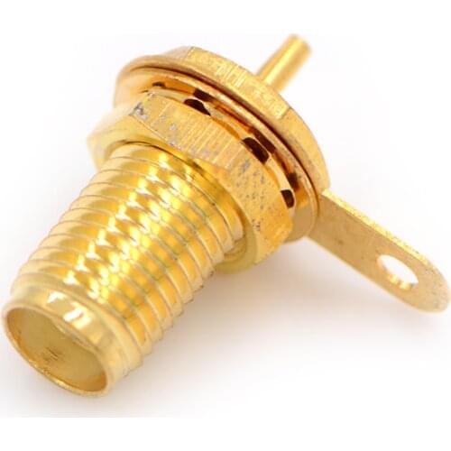 2019 Brass SMA-KY RF Connector SMA Female Socket Jack Panel Mount with Nut Bulkhead Handle Straight Solder RF Connector