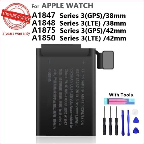 100% New A1847 A1875 A1848 A1850 For Apple Watch Series 3 GPS / LTE 38mm/42mm Watch Batteries With tools+Tracking number