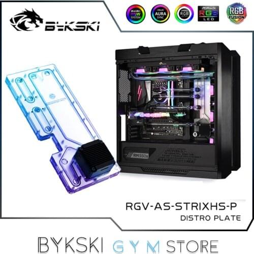 Bykski Distro Plate For ASUS ROG Strix GX601 Case, 2X 360 Radiator Water Cooling Loop Solution,12V/5V RGB SYNC, RGV-AS-STRIXHS-P