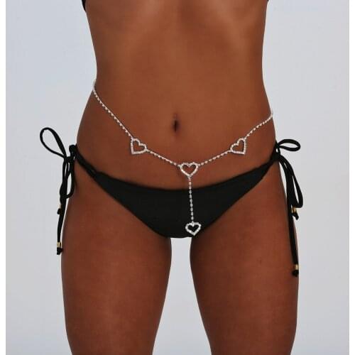 Sexy Waist Chain Women Full Rhinestone Body Jewelry Belly Waist Chain for Women Crystal Heart belt chain Jewelry Gift