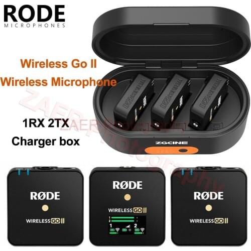 Rode Wireless Go II Wireless Microphone RX 2TX ZG-R30 Charger BOX Case for Phone DSLR Camera 200m Transmission Dual Channel Mic