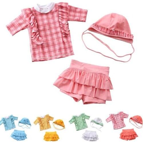 Childrens Bikini Swimsuit for Girls 2021 Swimwear Children UV Protection Bathing Suit 3pcs Girl Kids Beach Baby Swimming Suit