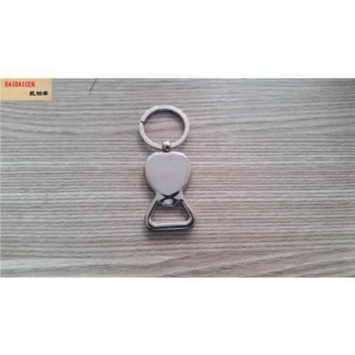 DHL200pcs/Lot sublimation metal blank keychains bottle opener key ring hot transfer blank metal key ring diy materials new style