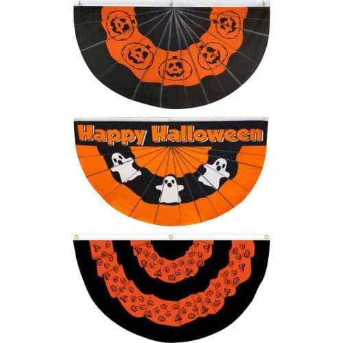 Halloween Fan Flag Banner Bunting Decoration Outdoor Print With Canvas Halloween Fence Home Decoration Outdoor Garden