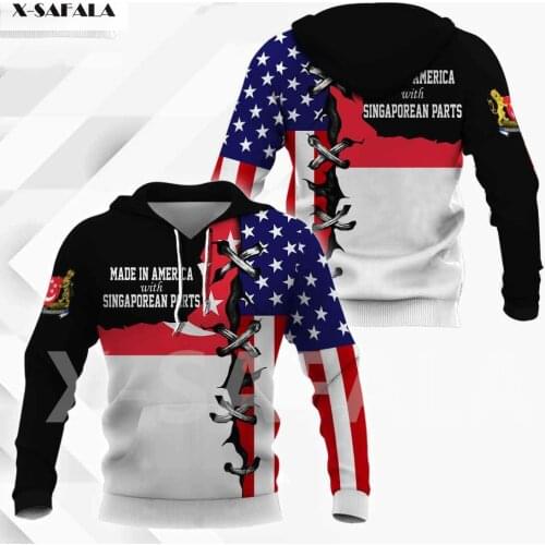 Singapore Rico Skulls Coat Of Arms 3D Print Hoodie Man Women Harajuku Outwear Zipper Pullover Sweatshirt Casual Unisex Jacket