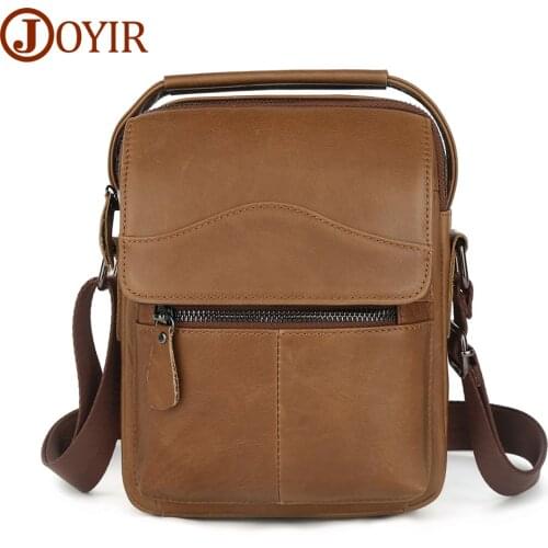 JOYIR Genuine Leather Men Messenger Bags for 7.9" iPad Vintage Shoulder Bag Crossbody Bag Luxury Flap Handbags Tote New