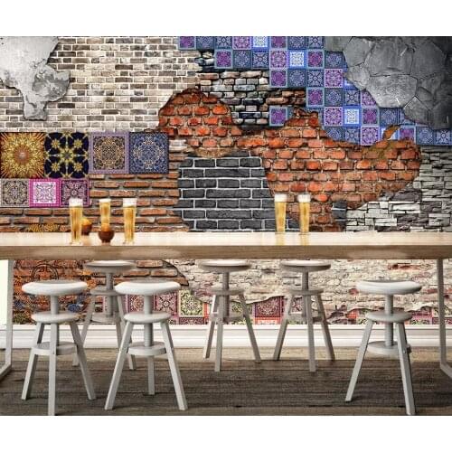 Brick wall art nostalgic retro background wall background painting